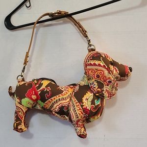 Fuzzy Nation Dachshund Dog Purse Paisley Zipper shoulder bag
